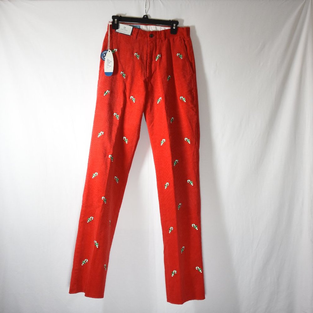 Castaway Red Candy Cane Corduroy Boys Pants, 28 Waist, Unhemmed, NWT
